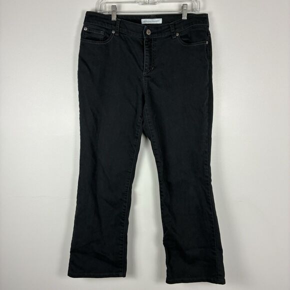 ⭐️ Chicos Jeans Womens 1.5 US 10 Short Black Bootcut Ultimate Fit Platinum Denim - Picture 1 of 8